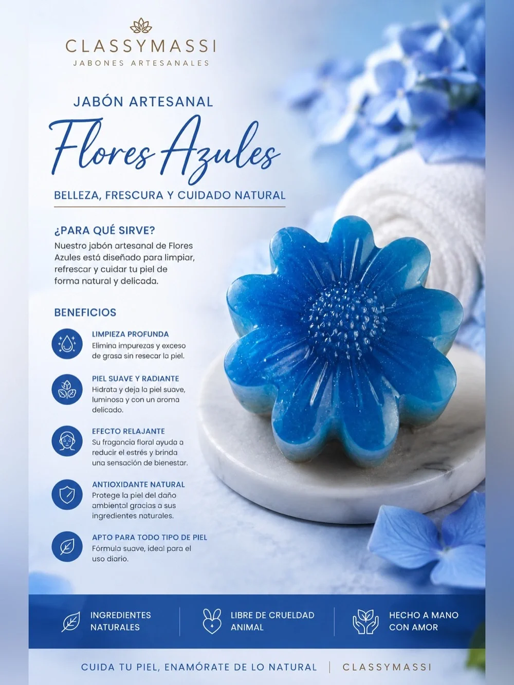 Flores Azules Blue Floral Artisan Soap